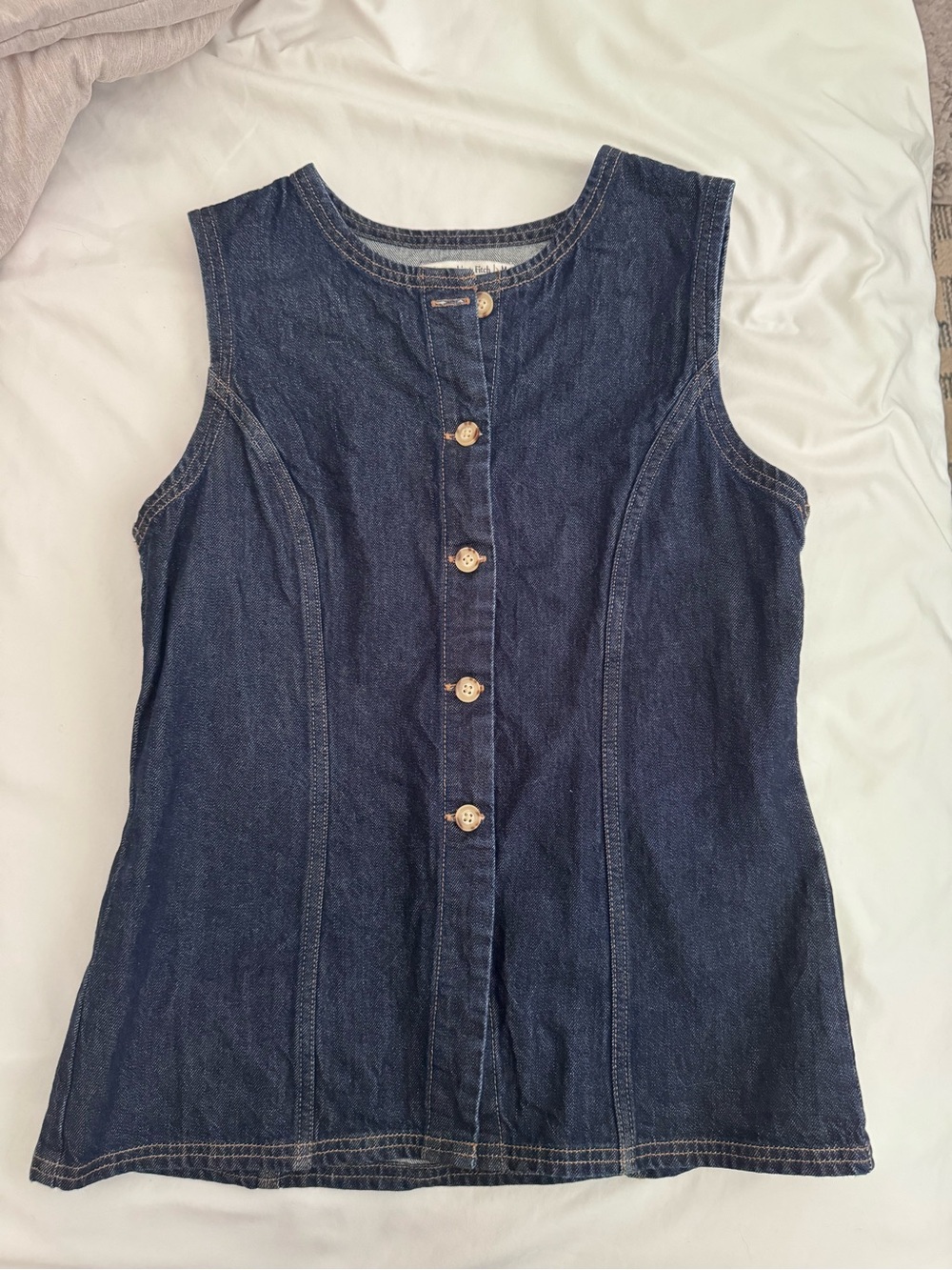 A&F Denim Button-Front Top - Dark Blue